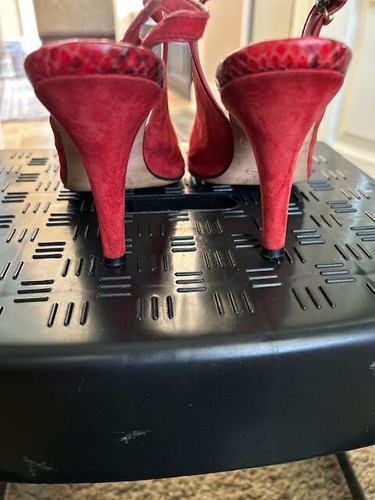 Coach, Red Suede Slingback peep toe 4 inch Heels Size 6.5M. - Picture 3 of 4