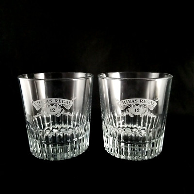 Chivas Regal 12-Year-Old Whiskey Glass Crossed Swords Set of 2