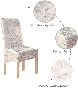 Crushed Velvet Seat Covers Xl For Dining Chairs Chair Protective Slipcover Taupe Ebay