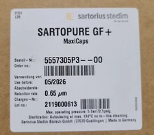 1 box 5557305P3--00 Sartopure Plus Maxicaps 0.65 µm 30"