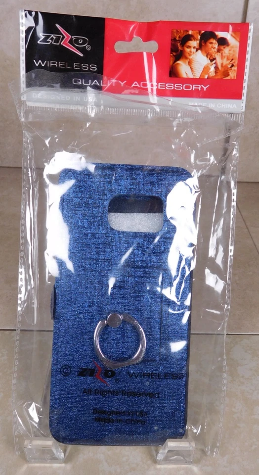 Samsung Galaxy S7 Edge - Funda de teléfono con ventana abatible con TPU interior - Azul oscuro Foto 2 de 4