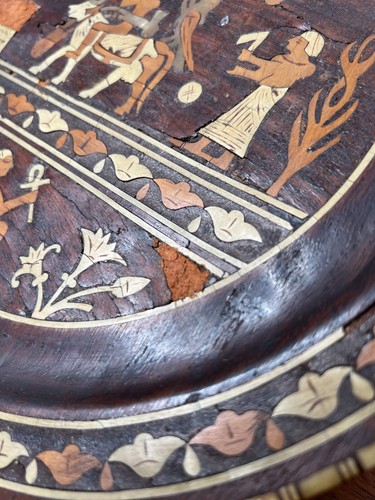 Vintage Egyptian Thunderbird Décor Wooden Wall Plate with Wooden Inlays 11-1/2in - Picture 4 of 11