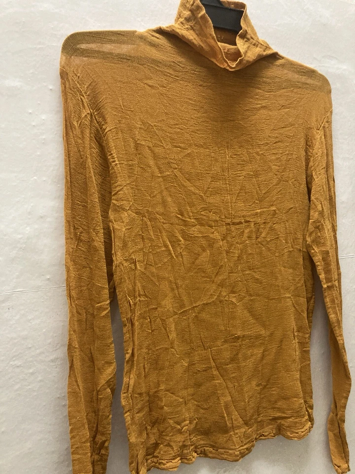 Top ISSEY MIYAKE Permanente Marrón Plisados Cuello Alto Manga Larga Talla 2 Mezcla Rayón Foto 2 de 4