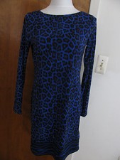 Michael Kors women’s printed dark azurite boat neckjersey shift dress New