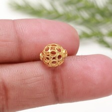 Solid 14k  18K Gold Filigree Work Beads Spacer Beads Jewelry Making Beads Charm