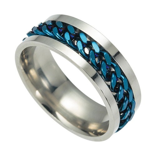 SPIN CHAIN RING NEW BAND CHOOSE SIZE STAINLESS STEEL MENS Fashion Jewelry - Picture 6 of 16