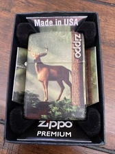 540 DESIGN BUCK DEER IN THE FOREST ZIPPO LIGHTER MINT IN BOX