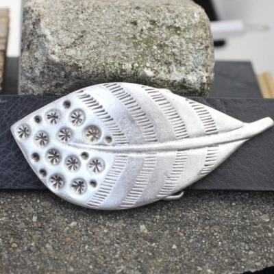 Blatt Gürtelschnalle, Feather Wechselschnalle Buckle altsilber - Bild 1 von 4