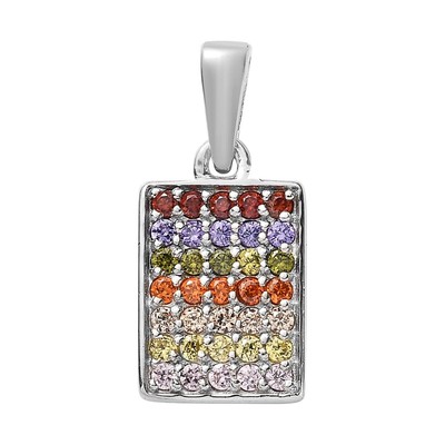 Karis 0.85ctw Multicolor Cubic Zirconia Cluster Pendant Platinum Bond (No Chain)
