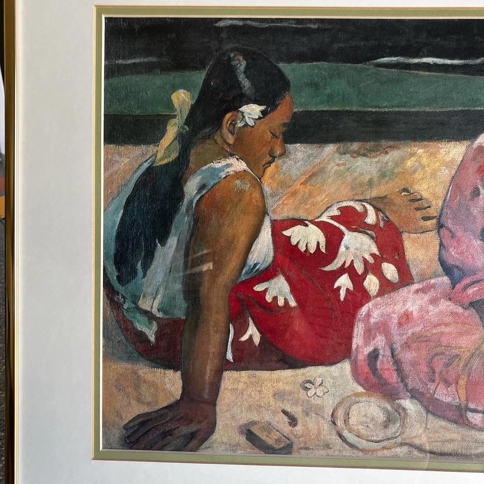 Paul Gauguin Tahitian Women on the Beach Print Matted Vtg Nielson Frame 18x14 - Image 4 of 4