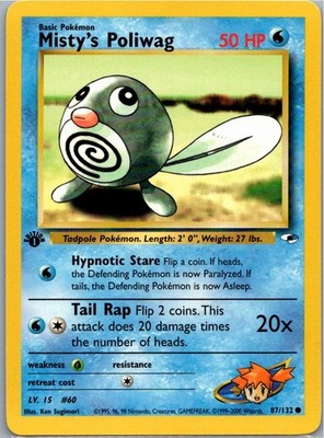 #087/132 Misty's Poliwag Gym Heroes Common First Edition