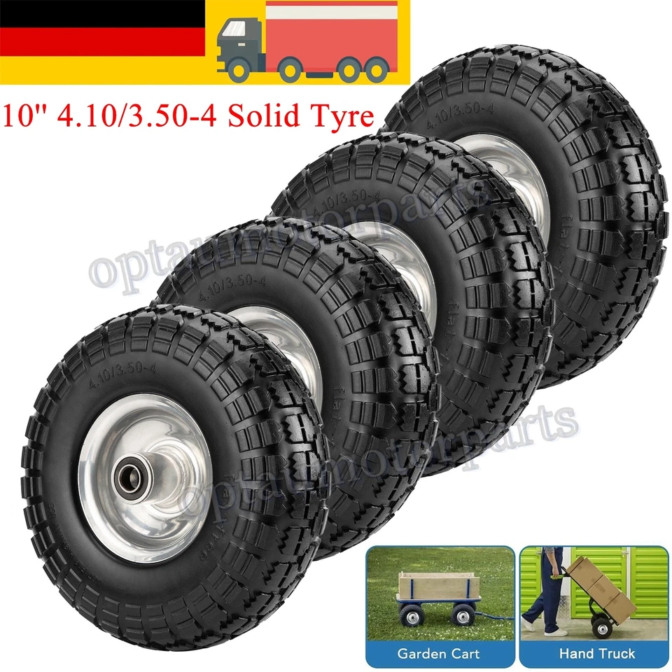 CICMOD 1-4x Sackkarrenrad Reifen PU Vollgummi Sackkarre Kugellager Ø 260 mm 4.10/3.50-4