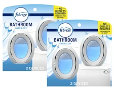 Febreze Bathroom Air Freshener, Odor-Fighting, Linen & Sky Scent, 4 Count