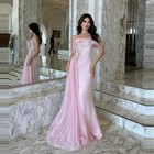 Luxury Evening Dresses Long Sleeve Shiny Crystal Ruffles Mermaid Prom Gowns