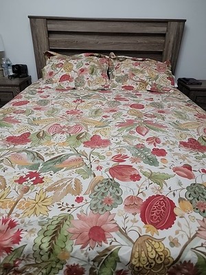 Rare Pottery Barn Courtney Floral Duvet Cover King Organic Cotton + 2 Euro Shams