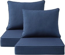 Sunbrella Outdoor Patio Chair Cushions Set, 24" X 24" 24X24 Back , Set of 2, Wat