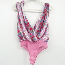 NWT Lulus Womens Always Blossoming Multi Floral Print Tie Strap Bodysuit Size M
