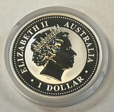 2007 Australia Lunar Year of the Pig Silver Coin 1 oz. Series 1 In Capsule BU.