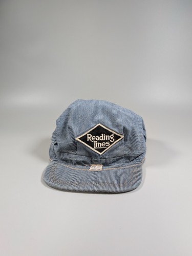 Vintage Lee Denim Hat Railroad Engineer Reading Lines True Vintage Cap 6 3/4"