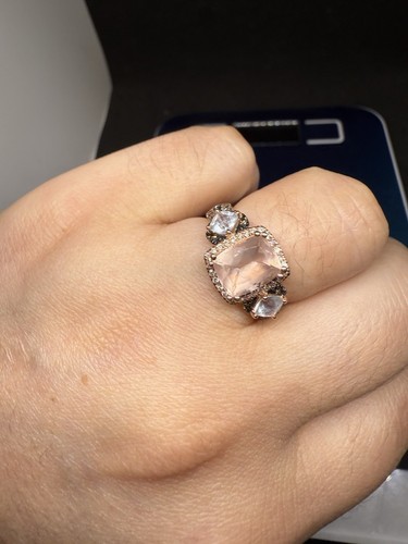 14k Rose Gold Morganite Aquamarine & Diamond Le Vian Ring size 7 - Picture 4 of 17
