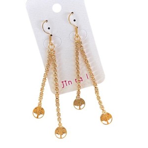 Authentic Branching into Eternity: Tree of Life Dangling Gold Plated Earrings