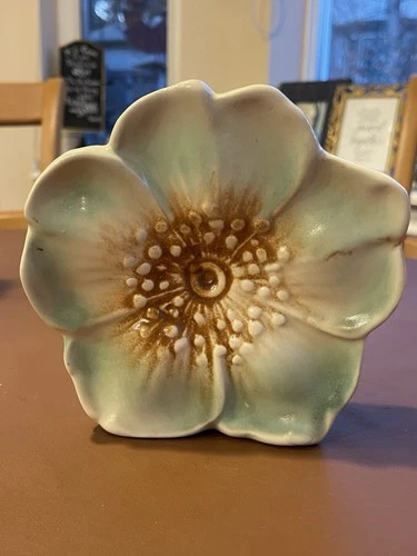 Vintage 1940s McCoy Pottery Green Brown Dogwood Flower Blossom Wall Pocket