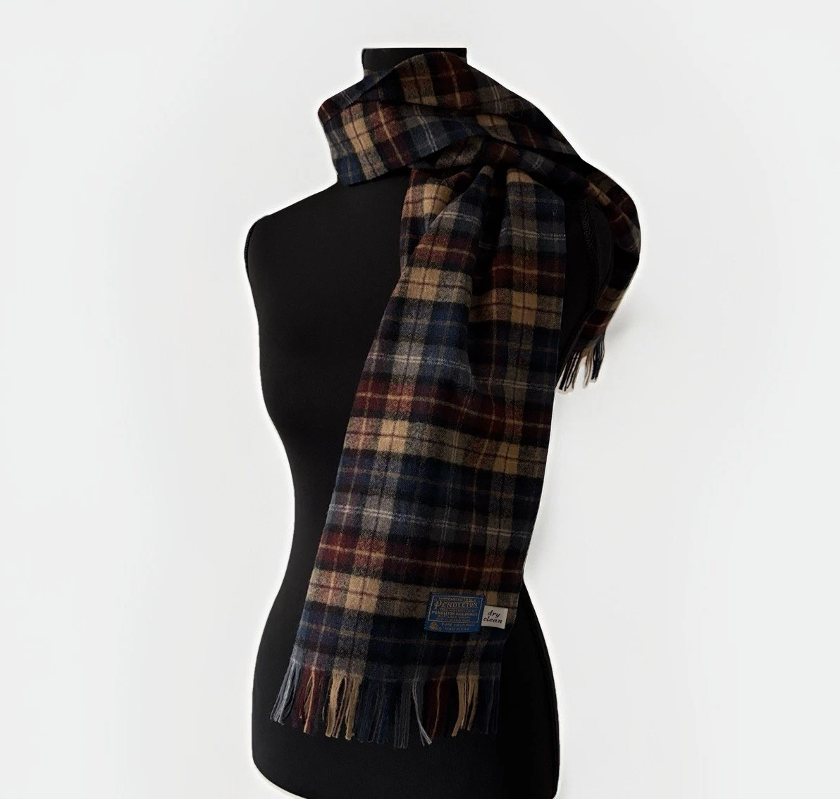 Vintage Pendleton 100% Pure Virgin Wool Scarf Plaid Old Money Academia Classic