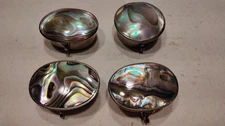 Group of 3 Oval & 1 Round Mexico Alpaca Abalone Pill Trinket Boxes
