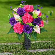 Artificial Cemetery Flowers for Grave, Memorial Grave Flowers for
