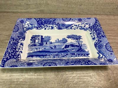 Spode italienische blau-weiße rechteckige Schale 22 cm x 14,5 cm [Fund]