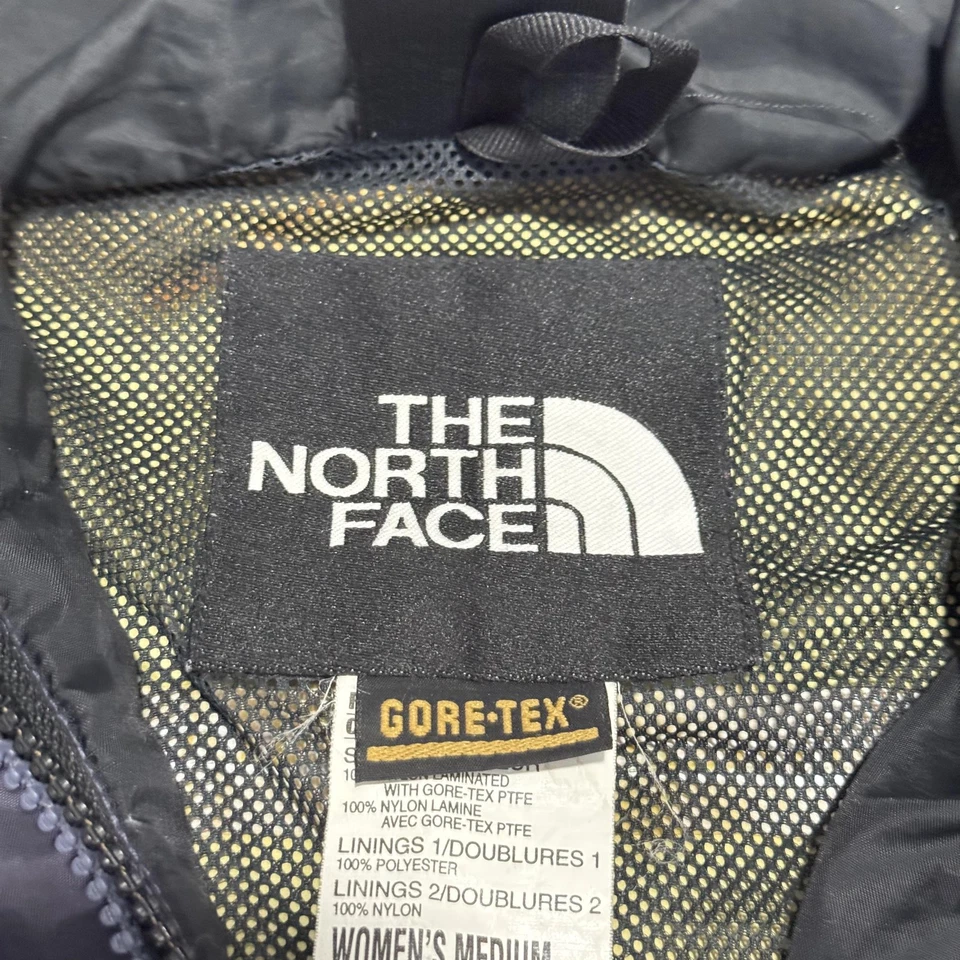 Chaqueta para mujer The North Face Gore-Tex mediana negra gris con capucha y cremalleras Shell Foto 4 de 4
