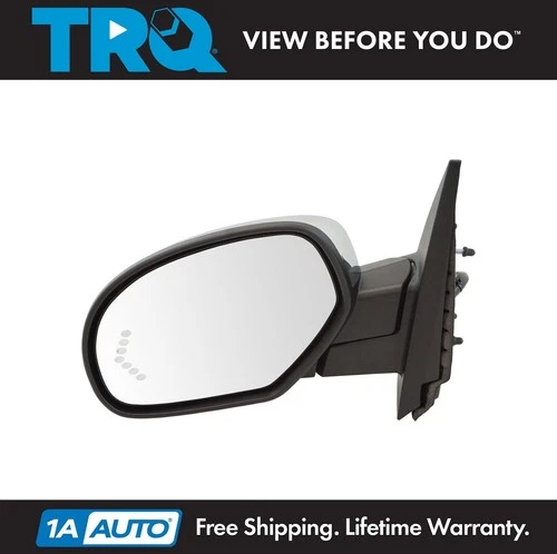 TRQ Mirror Power Folding Heated Memory Puddle Signal Chrome LH for GM Pickup SUV