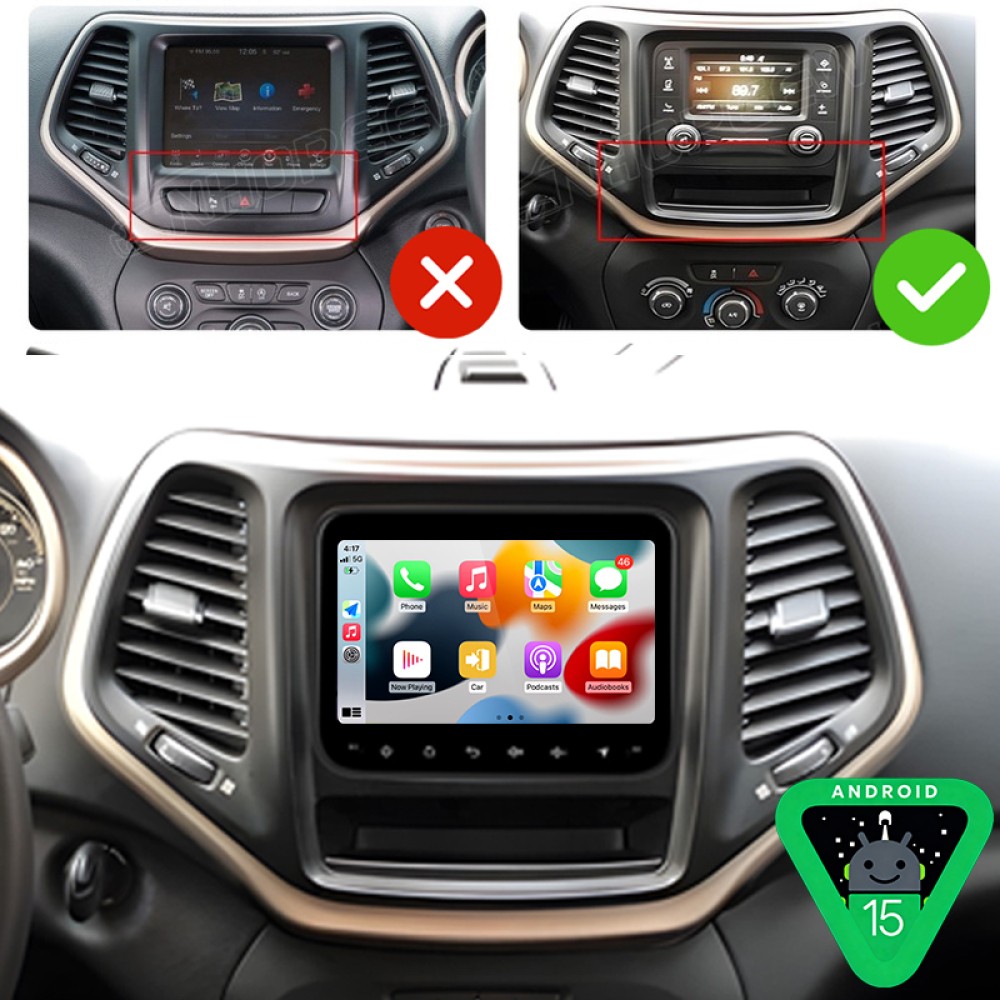 4+64GB For Jeep Cherokee 2015-2018 Android 15 Car Stereo Radio GPS Navi CarPlay