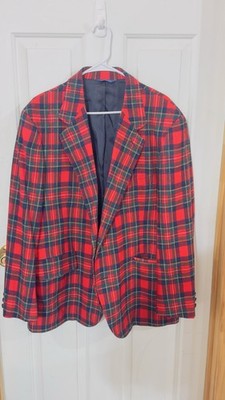 Vintage PENDLETON Blazer PLAID Sport Coat Jacket Mens XL 46 Wool Expresso Button