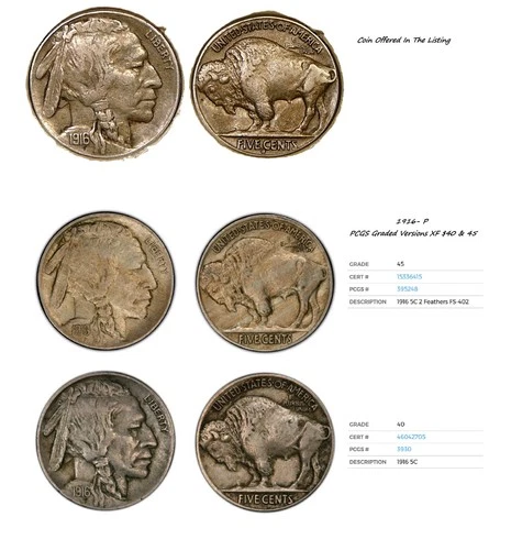 1916-S  Buffalo Nickel - XF / Extra Fine  (S5)