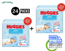Image of Huggies Pure Baby Wipes  (99% Water ) Pack 1, 6 12 or 24 FREE NEXT  DAY DELIVERY