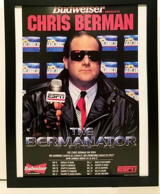ESPN Budwesier 1992 NFL Costacos Brothers 8.5x11 FRAMED Print Vintage Poster