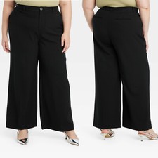 Size 26 - Womens High-Rise Wide Leg Trousers - Ava Viv - Black