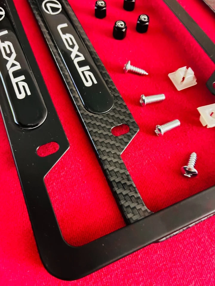 Lexus Carbon Fiber Look License Plate Frame with Hardware - Image 3 of 4