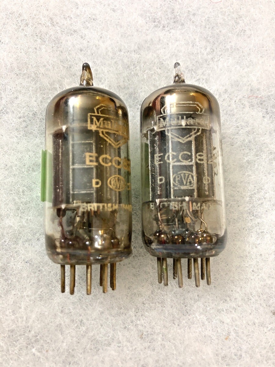 Mullard 12AU7 / ECC82 真空管ペア 美品 動作品 Mullard 12AU7 ECC82 Square getter Black Welded Plate, Used