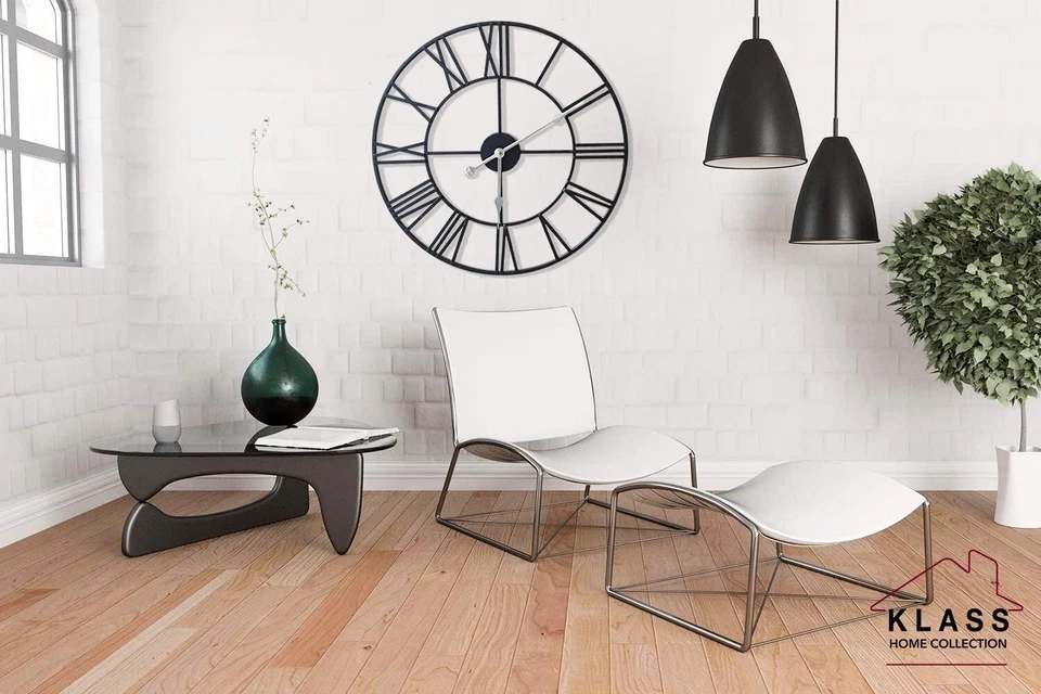 Large Wall Clock Indoor Outdoor Silent Roman Numerals Skeleton Clock Home Garden - Image 3 of 4