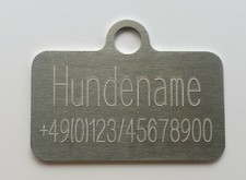 Hundemarke mit Gravur Edelstahl V2A Dog Tag Beschriftung gepr&auml;gt, sehr robust