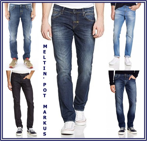Jeans Meltin pot uomo elasticizzato markus pantaloni slim fit a vita bassa  w31 | eBay