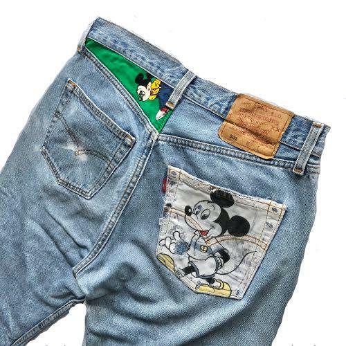 Levi's x Disney Denim Pants MICKEY MOUSE Levi's 501 Size M Used | eBay