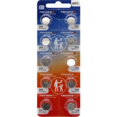 394 Renata Mercury Free Silver Oxide Watch Battery x 10