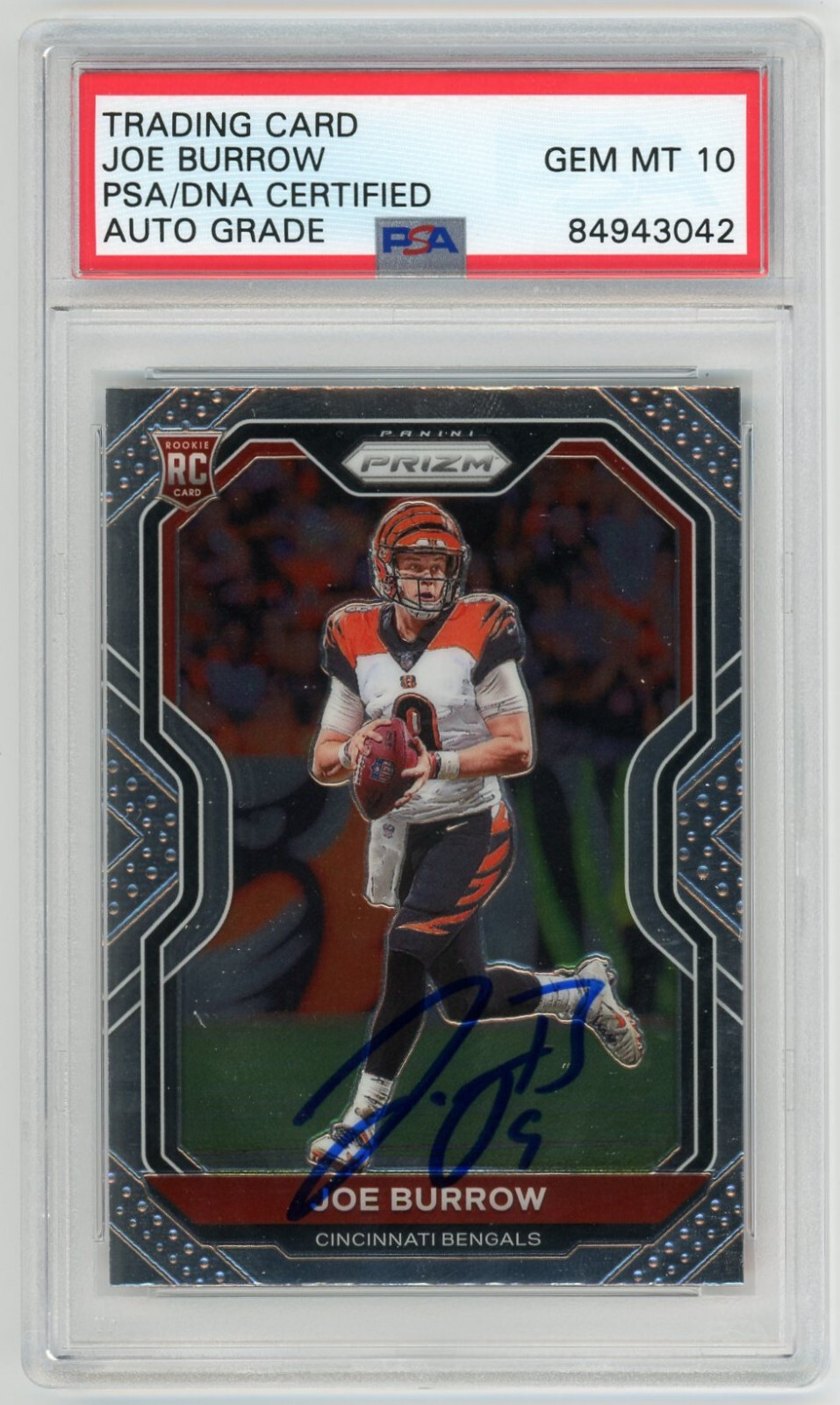Joe Burrow Signed 2020 Panini Prizm Rookie Card #307 Auto PSA/DNA Gem Mint 10
