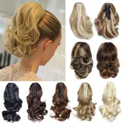 Short / Mega Thick Claw Clip in Hair Extensions Ponytail as Natural Human Hair H