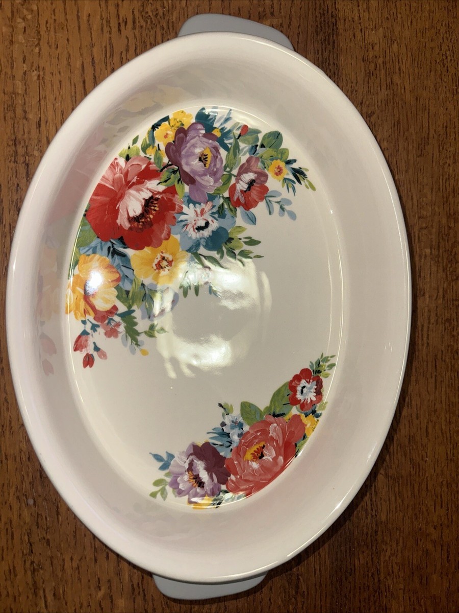 REAL! The Pioneer Woman Sweet Rose Stoneware Oval Baker with Handles 