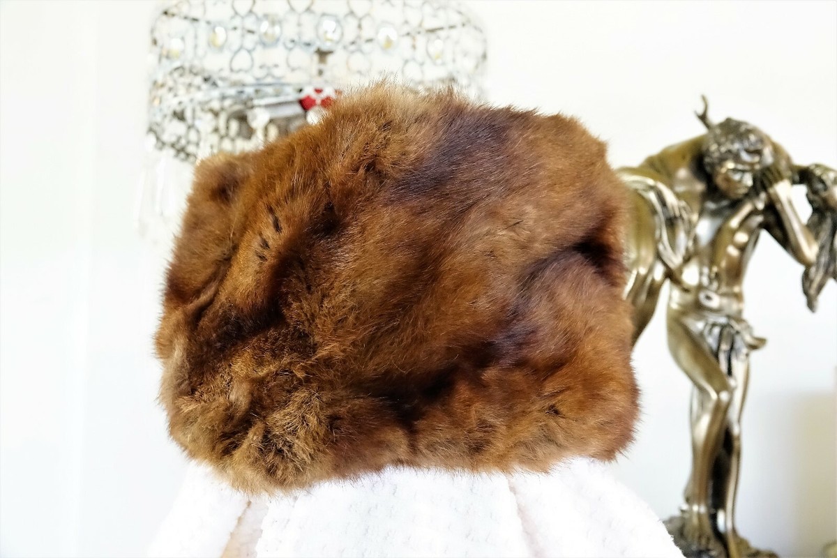 Mink Fur Brown and Cream Hat Whisky Mink Knit Hat with Pompom - Dimitrios Furs main image 4