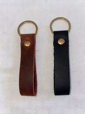 2 Pcs Leather Keychain Key Chain Strap Holder Ring Black Christmas for Men Women